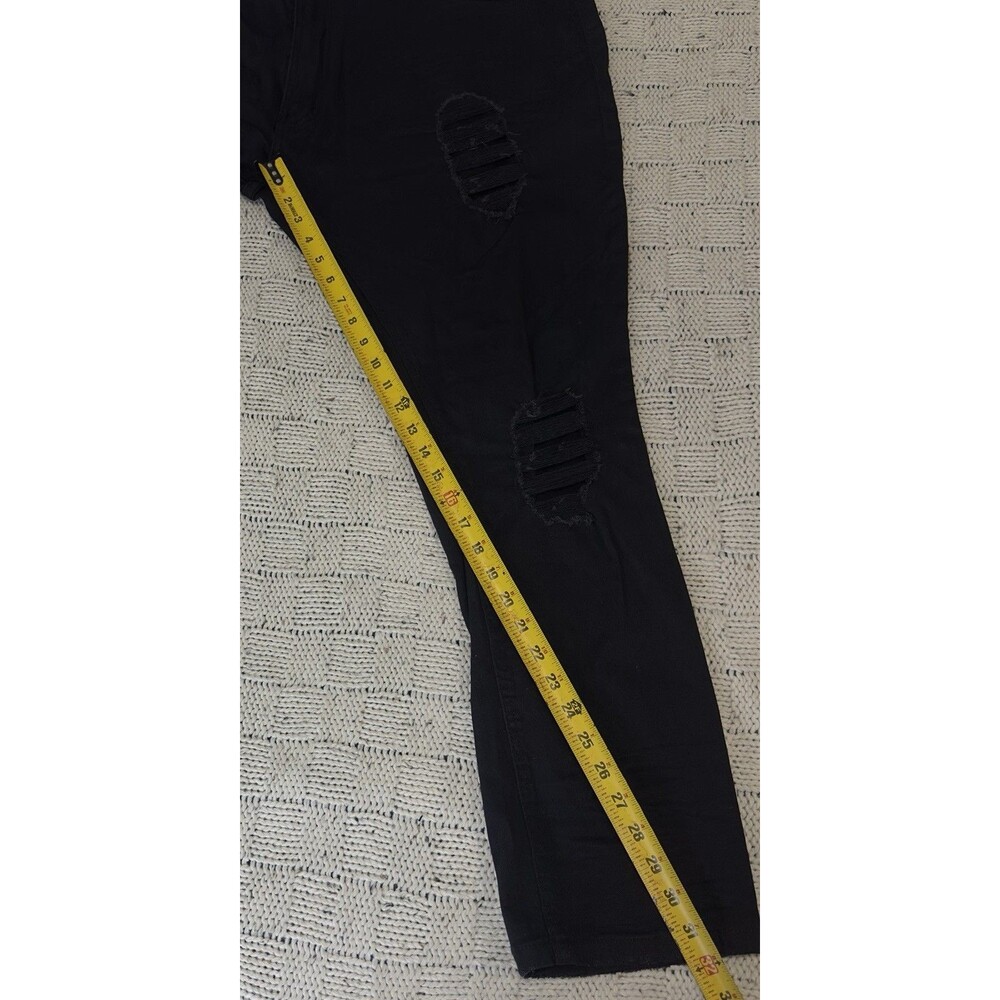 Makobi Men’s Jeans 44x32 Black Distressed Ripped Stretch Slim Fit NWT M1969 - Picture 8 of 11